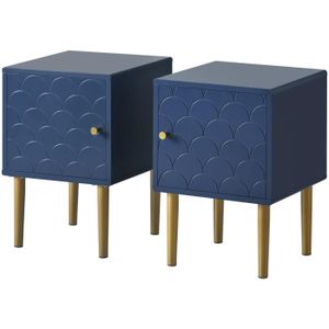 CHEVET Table de chevet Modern-Table d'appoint - Armoire de Rangement - Pièds en métal - Bleu