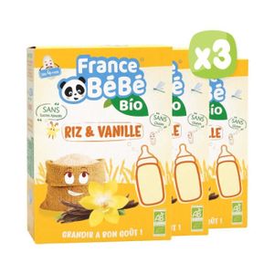 CÉRÉALES BÉBÉ FRANCE BéBé BIO - Céréales BIO Riz Vanille pour Bébé dès 4 mois- Lot 3 x 200g