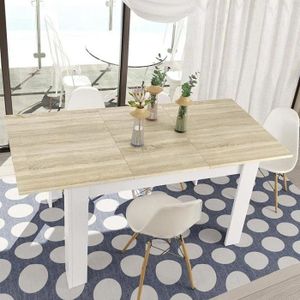 CONSOLE EXTENSIBLE Table à rallonge Midland - DMORA - Chêne et Blanc 