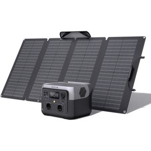 GROUPE ÉLECTROGÈNE EF ECOFLOW Station électrique portable RIVER 2 MAX avec Panneau solaire portable de 160W，sortie 1000 W avec X-boost