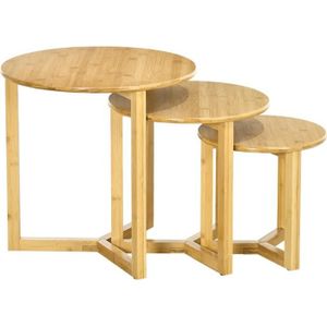 TABLE BASSE Tables basses gigognes rondes en bambou verni - HO
