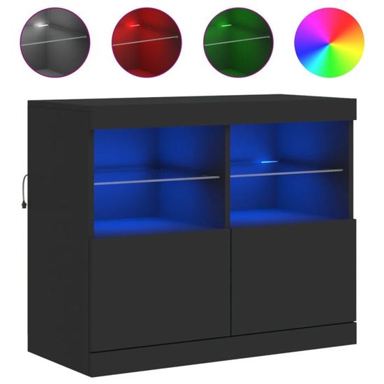 Meuble Télé Avec Lumières LED Intelligentes - 4 Tiroirs, Style Rétro Noir, Dimensions 108 X 29,8 X 76,8 Cm