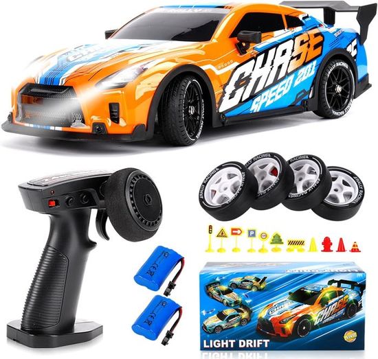 Voiture Télécommandée Drift 1:14 - 25km/h, 4WD, LED - Cadeau Enfants 8+