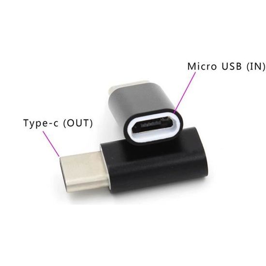 VSHOP ® Adaptateur USB type C male vers micro USB femelle Noir, pour Apple MacBook 2015, Google Chromebook Pixel 2015, One plus 3 ,