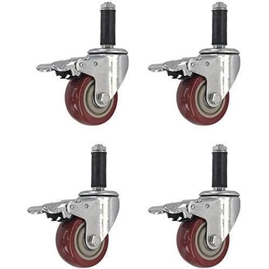 Roulettes De Meuble Avec Frein - 4 Pièces - Diamètre 47mm - Hauteur 60mm - Capacité 50kg - Silencieuses Et Protectrices