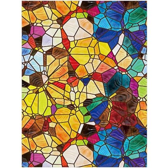 Pellicola Per Vetri Effetto Vetrata Chiesa, Stile Vintage Europeo, Autoadesiva Elettrostatica, 45x90 Cm, Privacy E Anti-UV