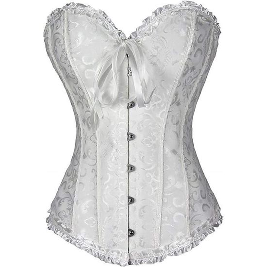 Corset de Dentelle Bustier Pushup Ceinture d'entraînement Blanc Blanc