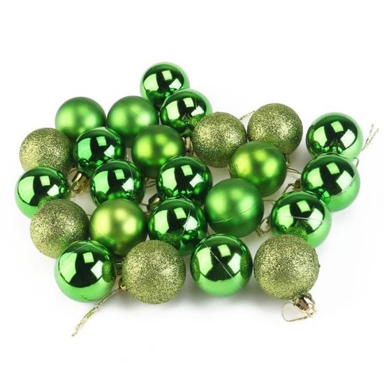24 pièces 4 CM boules de noël vert brillant suspendues réutilisables