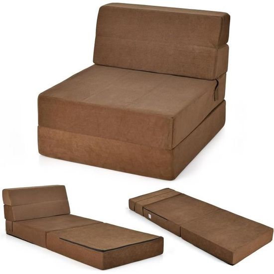 Beautissu Matelas pliant d'appoint - Anthracite - Campix - Pouf pliable