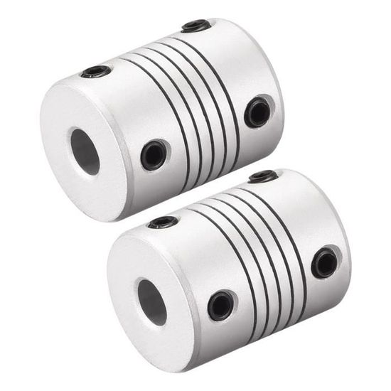 Lot De 5 Accouplements Flexibles 8mm | Aluminium Allié | Pour Moteurs & Codeurs | Argenté