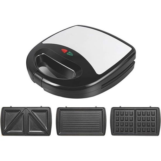 Mini Machine à Sandwich Électrique 750W - Plaques Antiadhésives, Noir