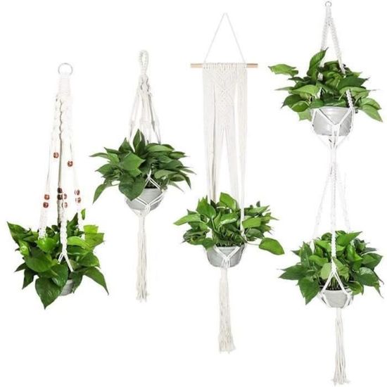 Macramé Pot Suspendu 2Pcs Indoor Suspension Plante Panier Pot