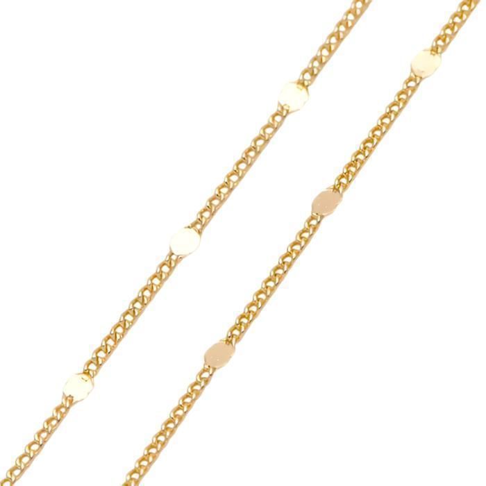 Chaîne de Cou - Maille Fantaisie - Gourmette - 45 cm - 2 mm - Plaqué Or Jaune 750/1000 - Femme