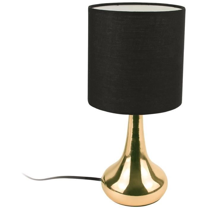 Lampe Tactile - Métal et textile - 32,5 xx 15 x 15 cm - Cuivre et Noir