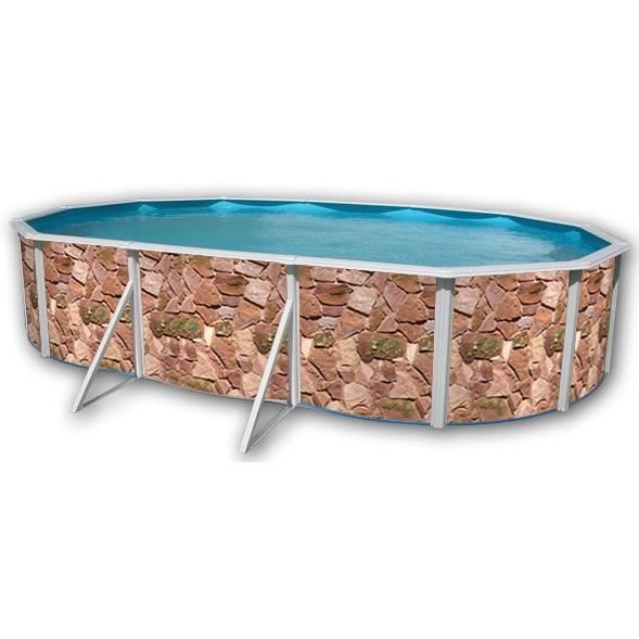 TOI ROCALLE Piscine hors sol en acier ovale 640 x 366 x 120 (Kit complet piscine Filtre Skimmer et &eacute;chelle) 