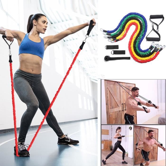 11pcs ensemble bandes de résistance de remise en forme en latex de caoutchouc naturel exercice Pul élastique CEINTURE DE FORCE -