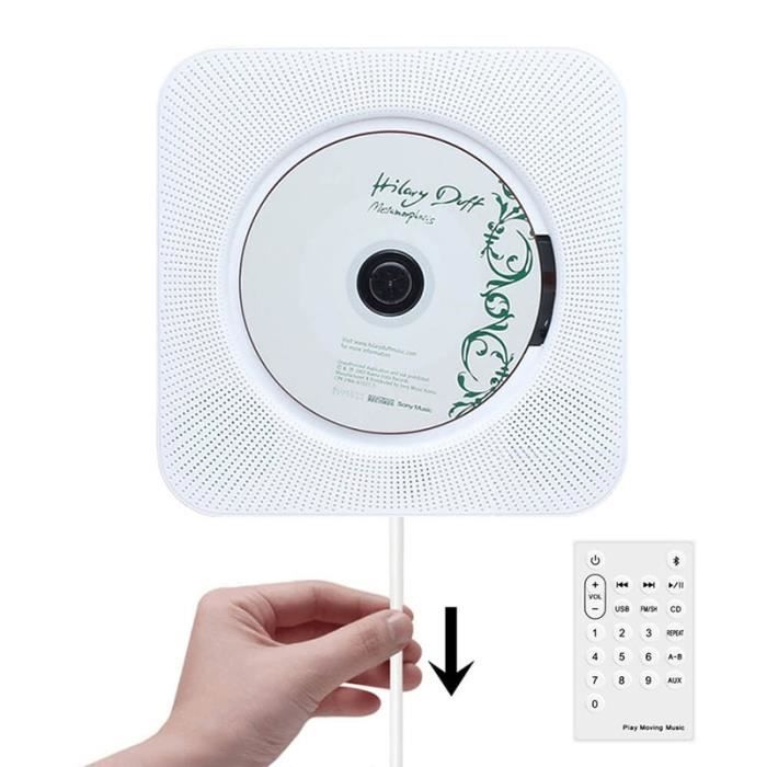 Lecteur CD enfant,Lecteur CD mural Bluetooth Portable Home Audio Boombox avec télécommande Radio FM haut parleurs HiFi - Type white