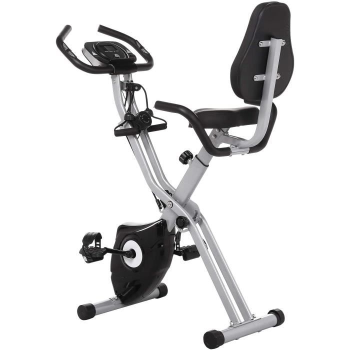 Profun Vélo d'Appartement Pliable Vélo de Fitness 10 Niveaux de Résistance Magnétique& Siège Large et Confortable, Vélo d'exercice à