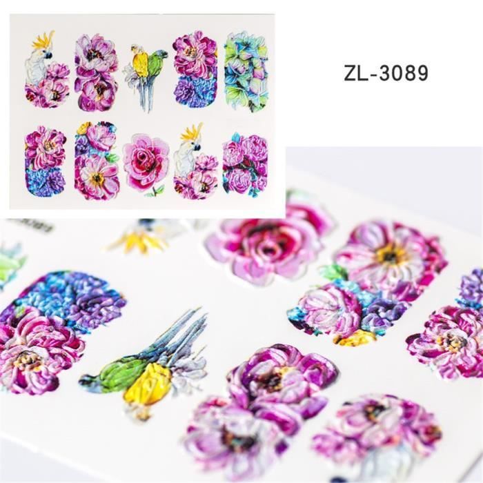 VERNIS A ONGLES 5D Nail Art Transfer Stickers Fleur Feuille En Relief DIY Stickers Manucure Decoratio LTF90828501L_Ion