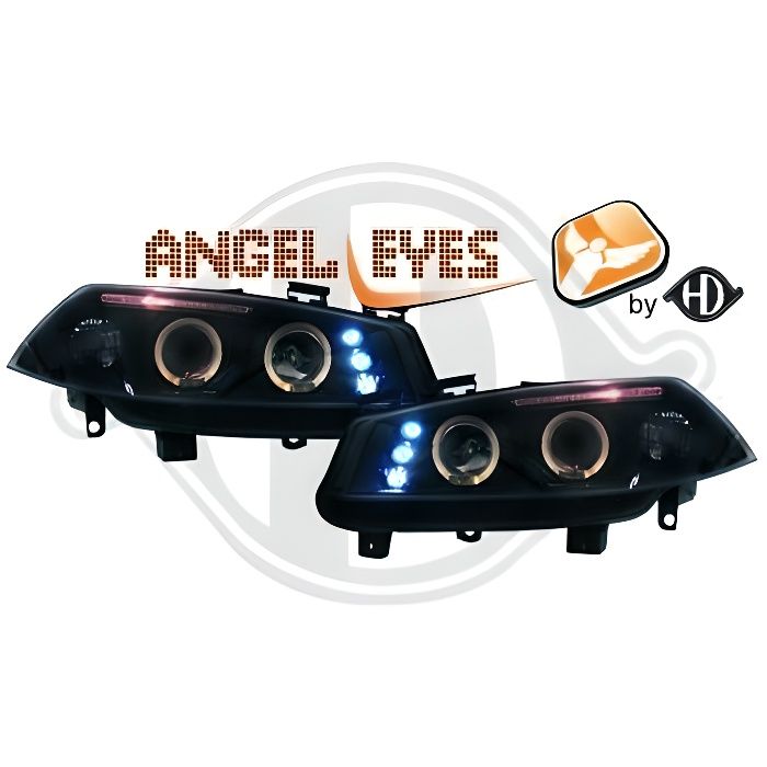 4464680 , Paire de Feux Phares Angel Eyes noir pour RENAULT Megane 2 de 2002 a 2005