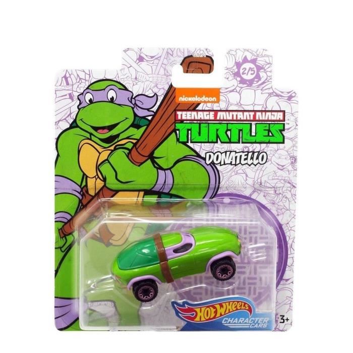 Hot Wheels Voiture Tortues Ninja Donatello - Vehicule Miniature TMNT Vert Et Violet - Voiture Collection Turtles