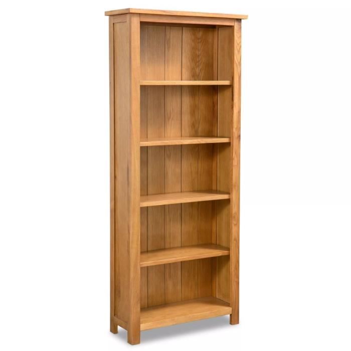 Bibliothèque étagère de rangement à 5 étagères 60 x 22,5 x 140 cm Bois de chêne massif