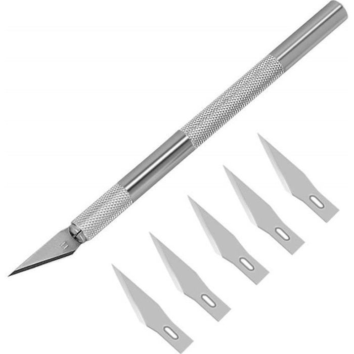 Allnice Cutter de Précision Couteau de Précision avec 5 Lames de Rechange pour Art, DIY, Travaux de Coupe, Sculpture, Modélisme etc.