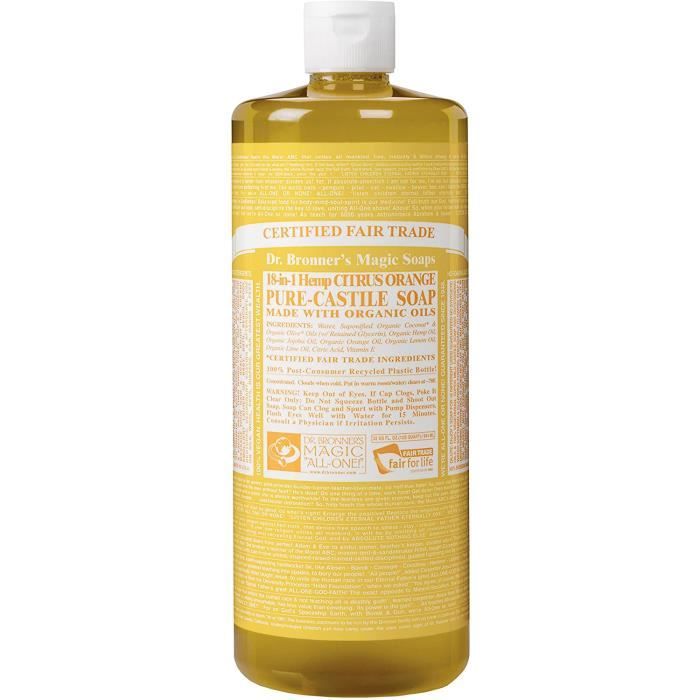 Bain, savons et soins du corps Dr Bonners - Castille Savon Liquide Orange Bio aux agrumes Dr. Bronner 32 oz 381476