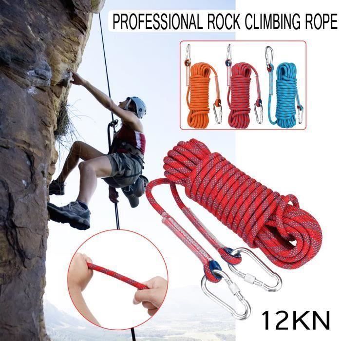 20 M Corde de Sécurité Escalade Corde de Sauvetage de Randonnée en plein air ROUGE Ro49359