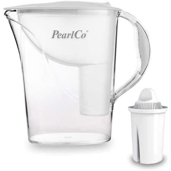 CARAFE FILTRANTE PearlCo Standard Carafe avec Filtre agrave Eau Blanc 1 Cartouche Classic Incluse Compatible avec Brita Class28