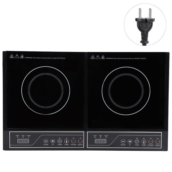 Plaque de Cuisson à Induction Table de Cuisson à Double Plaque de Cuisson avec Surface Lisse et Facile à Nettoyer, 220V 3400W