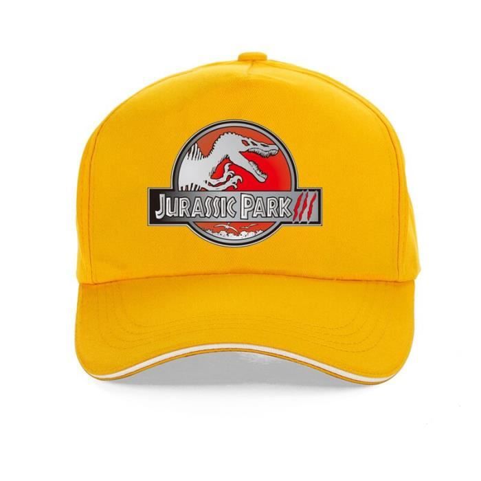Casquette de Baseball JURASSIC PARK imprimé, Cool, casquette de dessin animé, 100% coton, style Hip YELLOW