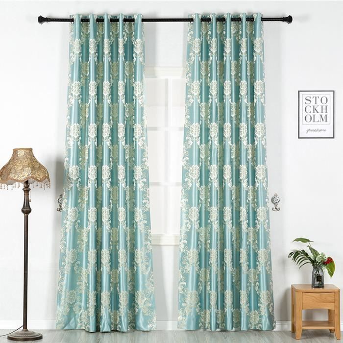 Lot de 2 Rideau oeillets rideau imprimé Vert - 140x180 cm
