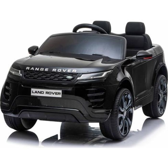 Porteur électrique Range Rover EVOQUE, noir, double siège en cuir, lecteur MP3 avec entrée USB, lecteur 4x4, batterie 12V10Ah, roues