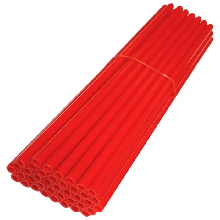 72x Couvre rayon roue avant arrière jante tube paille fendue 235 mm (21 pouces) idéal vélo bmx fixie moto cyclomoteur, rouge