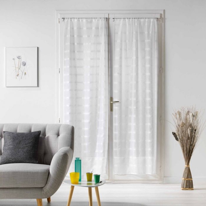 CDaffaires Paire droite passe tringle 2 x 70 x 200 cm voile sable candide Blanc