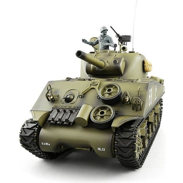 Char télécommandé M4A3 Sherman modèle 1:16, effet sonore de simulation, piste en métal, expansion et contraction du canon