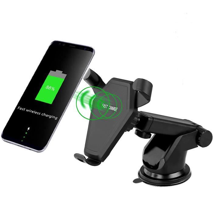 Chargeur de voiture sans fil rapide,Qi Support Téléphone Voiture Rotation à 360° pour Samsung Note 8/S8 plus/S8, iPhone X/8