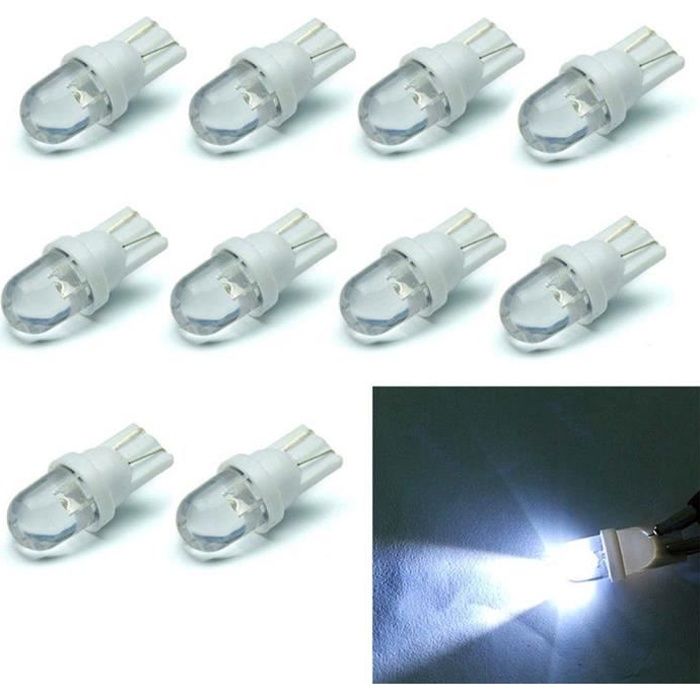 10Pcs T10 12V LED 194 168 158 5W 6500K Blanc Lampe Veilleuse Lumiere Voiture 5W LED Lampes