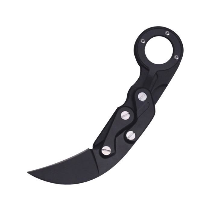 Couteau En Acier Inoxydable Lame Fixe Couteau Tactique pour Chasse Camping Self Defenses et Couteau Pliant Survie(Noir)