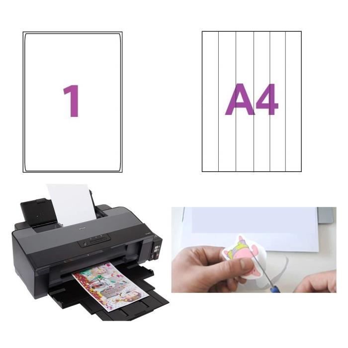 500 feuilles Papier adhésif blanc A4 autocollant pour créer imprimer et découper facilement des Stickers, autocollants, scrapbooking