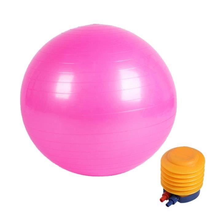 Boule de yoga lisse +pompe à air Boule d’exercice fitness gym de 65 cm rose