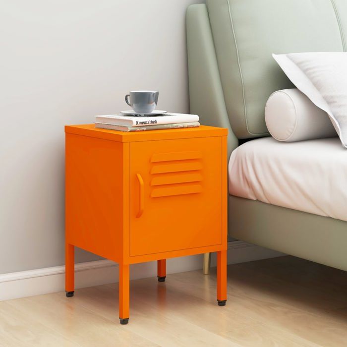 table de chevet orange 35x35x51 cm acier - contemporain - 336210