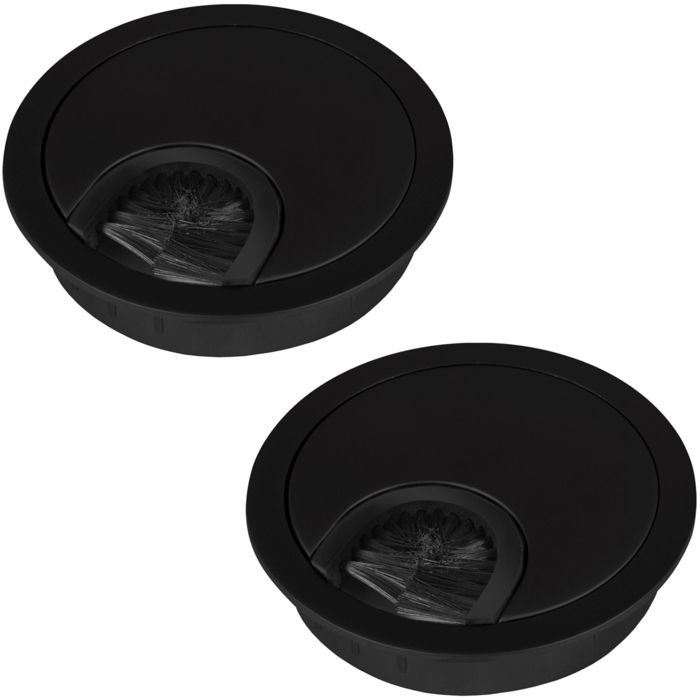SOTECH 2 pièces Passage de câble métal Dimension de perçage Ø 68 mm noir mat avec joint brosse passage de câble Ø 76 mm SOTECH 2 pièces Passage de câble métal Dimension de perçage Ø 68 mm noir mat avec joint brosse passage de câble Ø 76 mm