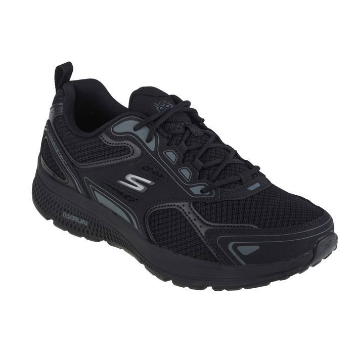 Skechers Go Run Consistent - Chaussures de running homme noir cuir fleur Air Cooled Goga Mat