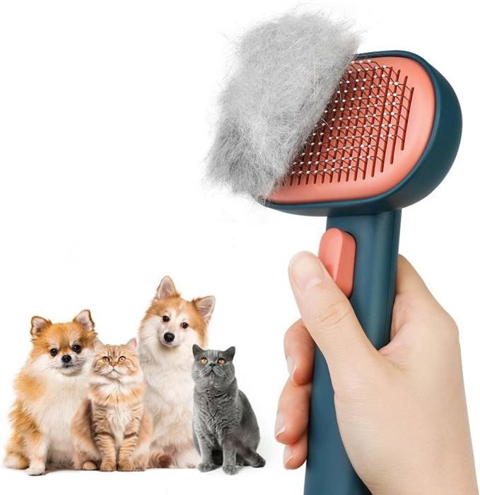 Comparer les prix de Brosse pour chat avec bouton de déverrouillage brosses pour chats dintérieur brosse pour chats à poils longs ou courts - Vert