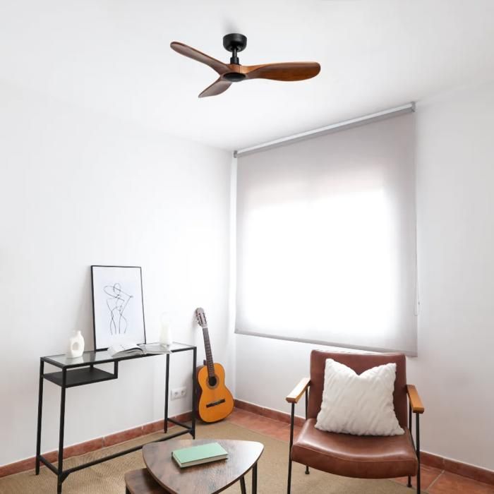 ROWIND Ventilateur noir/noyer sans lumière Ø90 - Ventyly