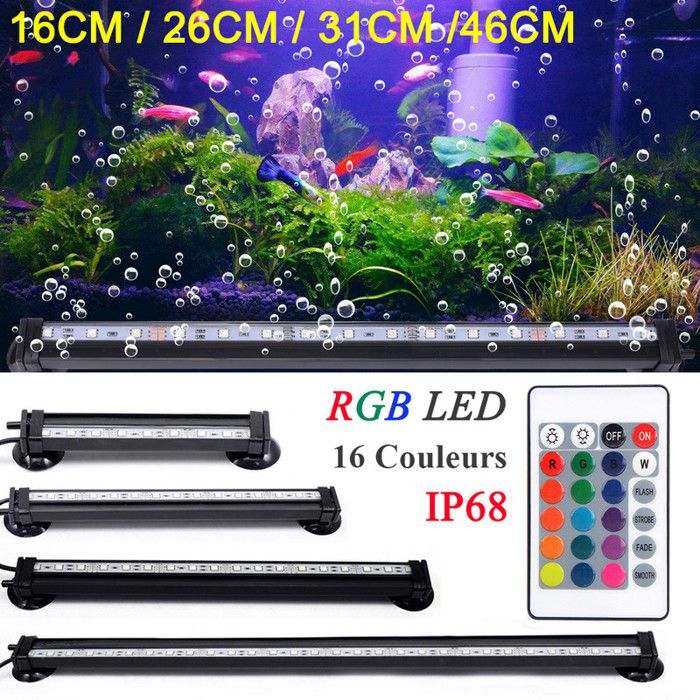 Comparer les prix de LED Eclairage Aquarium - 16CM - Étanche Lampe Tube Dimmable avec Télécommande 5050 RGB Fish Tank Lumière - pour Plante Poisson