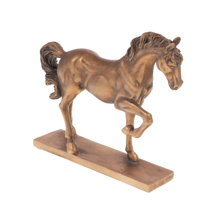 Cheval sur socle en résine dorée patinée 24 cm - Amadeus