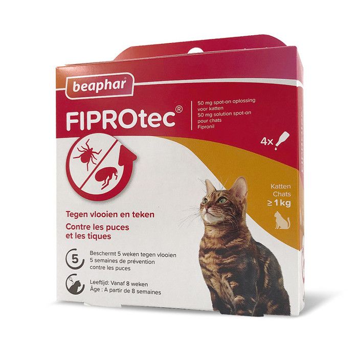 Meilleurs prix pour BEAPHAR – FIPROTEC 50 MG – Solution Spot-on pour Chats – Traitement Antiparasitaire pour Chat dès 8 Semaines – 4 Pipettes de 050